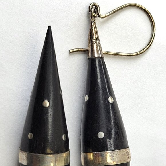 Black Cone Shaped Dangle Earrings - Picture 4 of 9